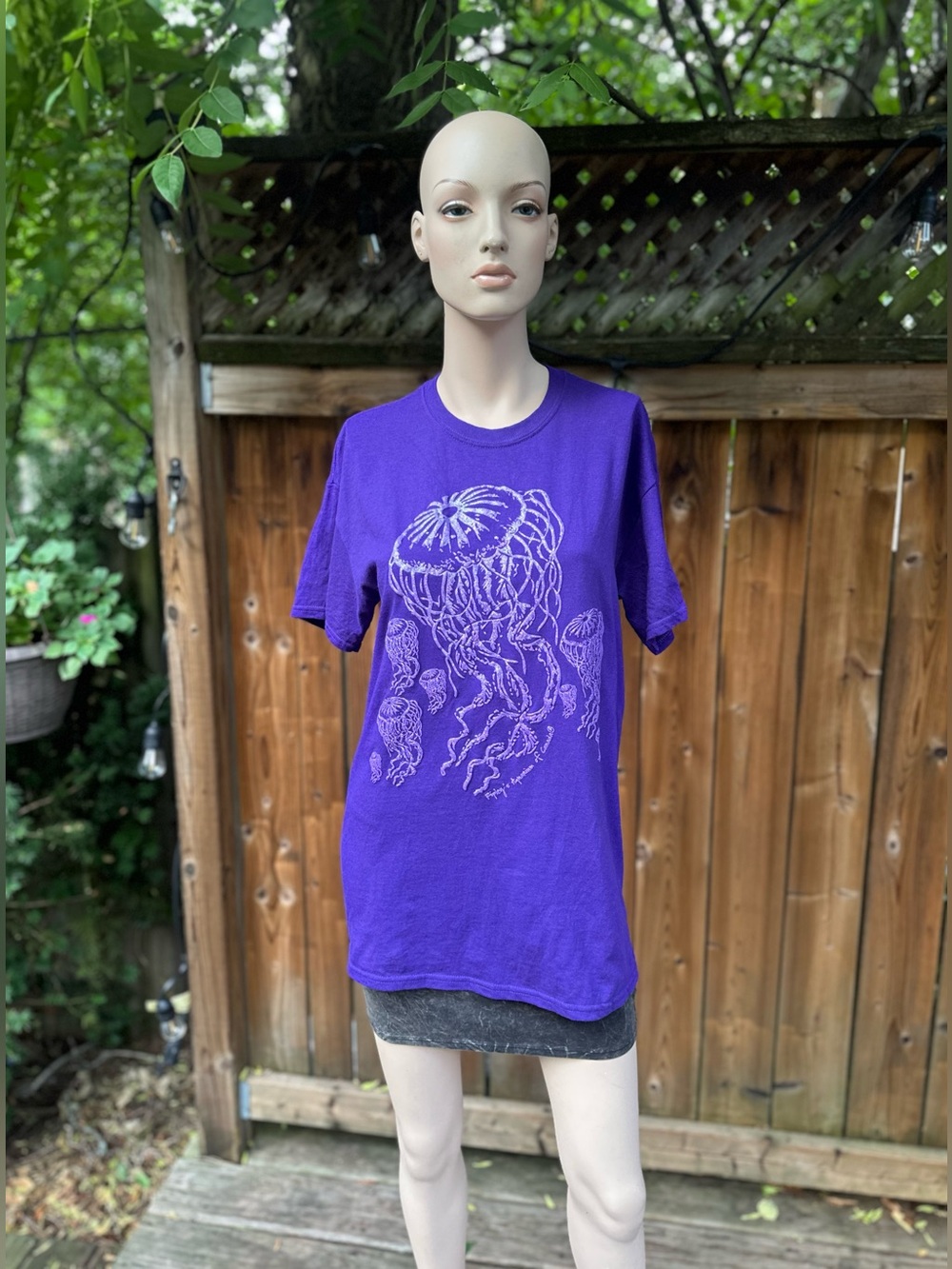 Deep Purple Sparkling 3D Jellyfish Graphic Tee